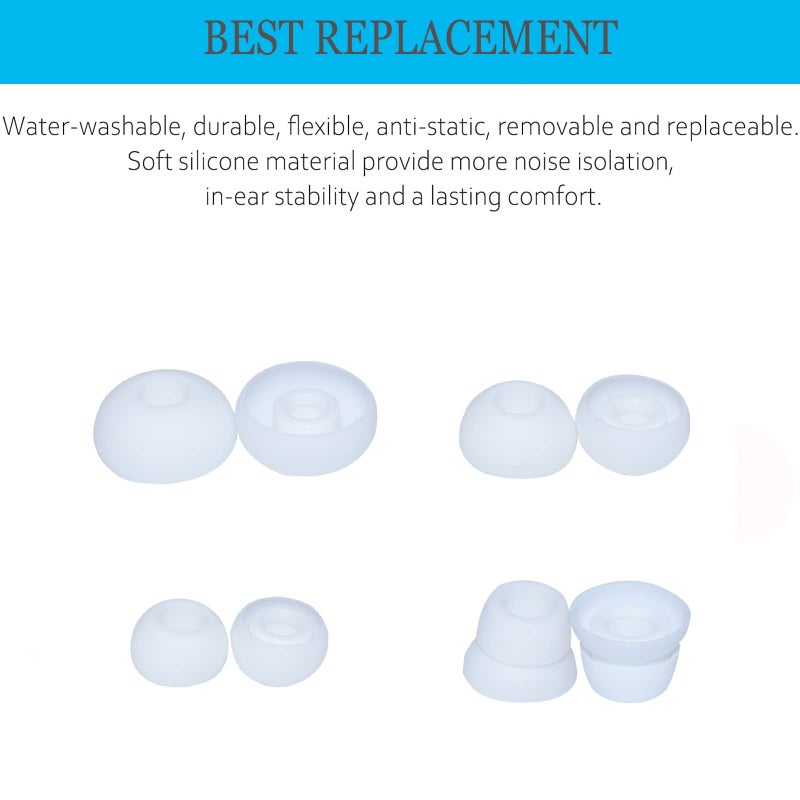 Sqrmekoko Replacement Silicone Eartips Earbuds Eargels for Beats by dr dre Powerbeats 3 Wireless Stereo Earphones (White) - Image 3
